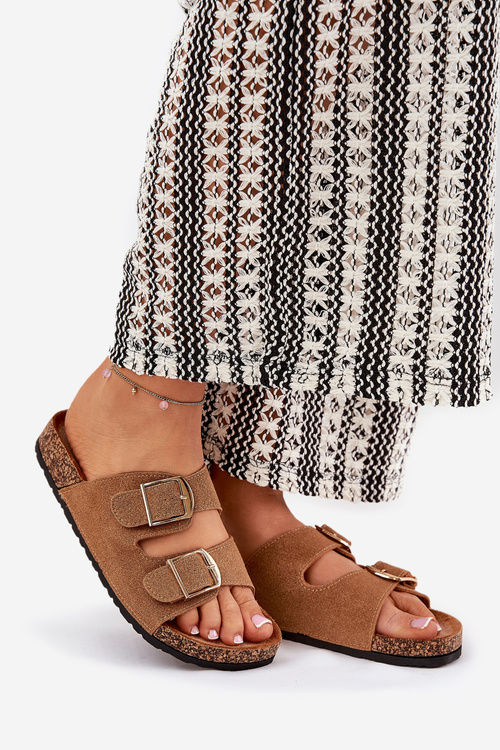 Dámske Sandále Na Korkovej Platforme So Zlatými Pritlačkami Camel Lisavionea