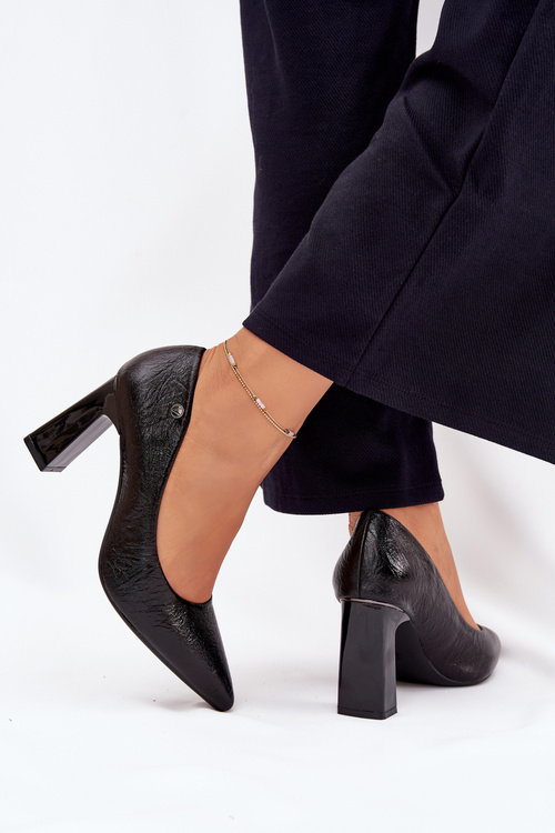 Dámské lodičky na podpatku Vinceza 62252 černé