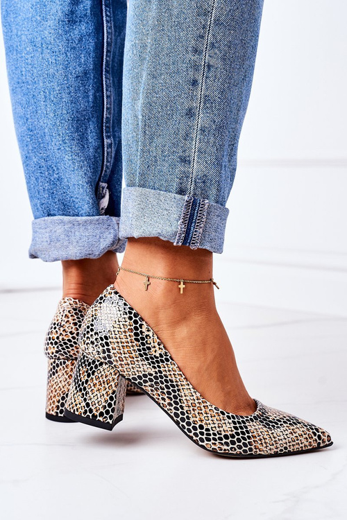 Kožené čerpadlá so živočíšnym vzorom lewski topánky 2801 čierna a béžová