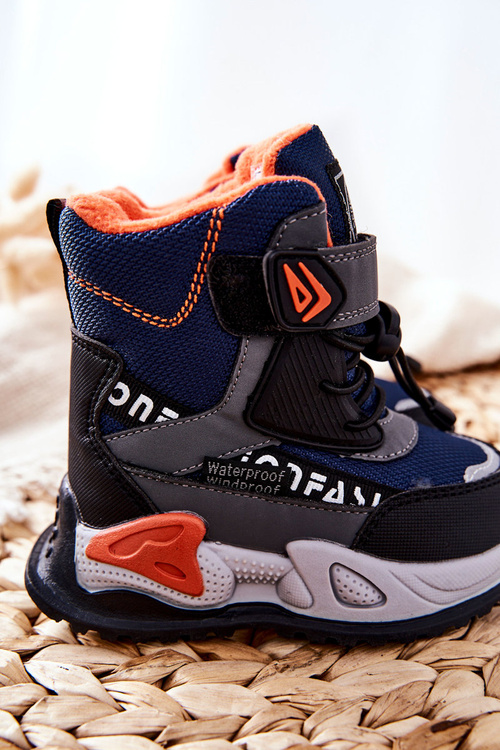 Zateplené Boty Na Suchý zip Tmavě Modrá a šedá Darel