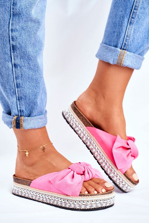 Dámske vysoké flip -flops Mortigo fuchsia