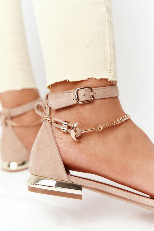 Sandály Na Zlatých Podpatcích Vinceza 21-17119 Béžová