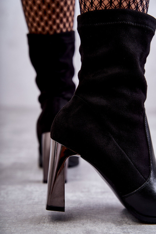 Semišové vysoké podpätky Laura Messi 2527 čierna