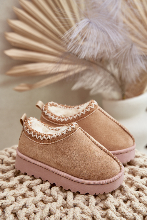 Sněhule Dětské Kotníkové Na Platformě Zateplené Kožešinou Béžové Vilabria