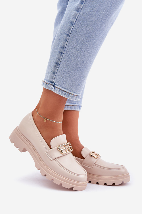 Dámske Mokasíny So Zlatým Detailom Béžové Trionna