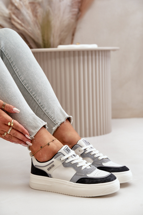 Dámske Nízke Tenisky Z Eko Kože Big Star OO274028 Biela-Šedá