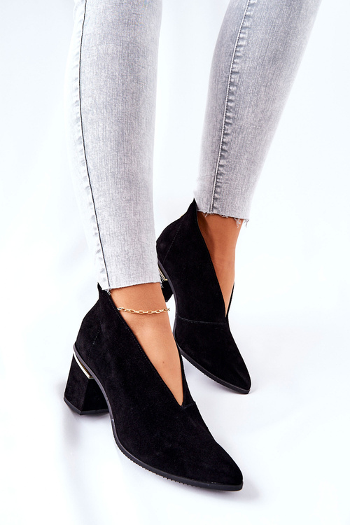 Kožené Boty Na Podpatku Laura Messi černé 2344