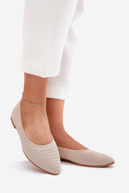 Sieťované Textilné Baleríny Dámske Béžové Sarina