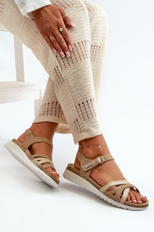 Pohodlné a lehké dámské sandály na suchý zip Inblu CN000041 béžovo-zlaté