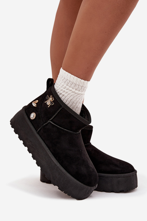 Dámské sněhule na platformě s přezkami černé Maelle