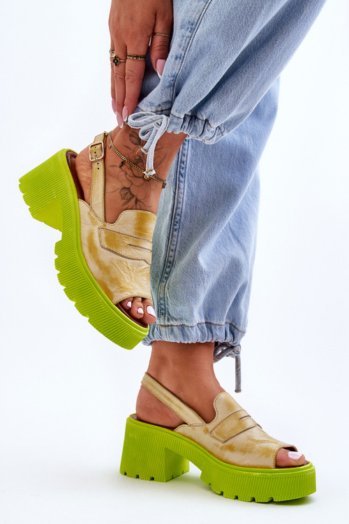 Kožené podpätky a platforma Maciejka 06039-07 žltá