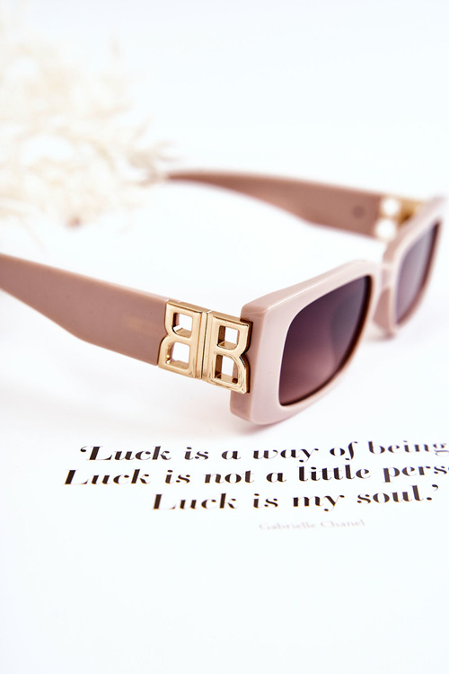 Módne obdĺžnikové slnečné okuliare V120035 svetlo ružové