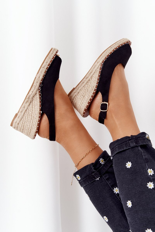 Klínové Sandály S Copánky Černé Las Palomas