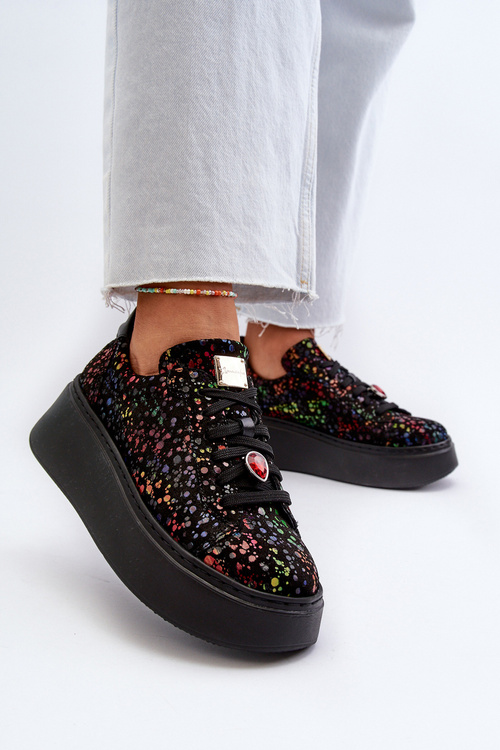 Kožené tenisky na platforme Maciejka 6191S-01 čierne