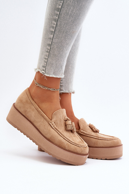 Dámské mokasíny na platformě s rejzlíky hnědé Mialani