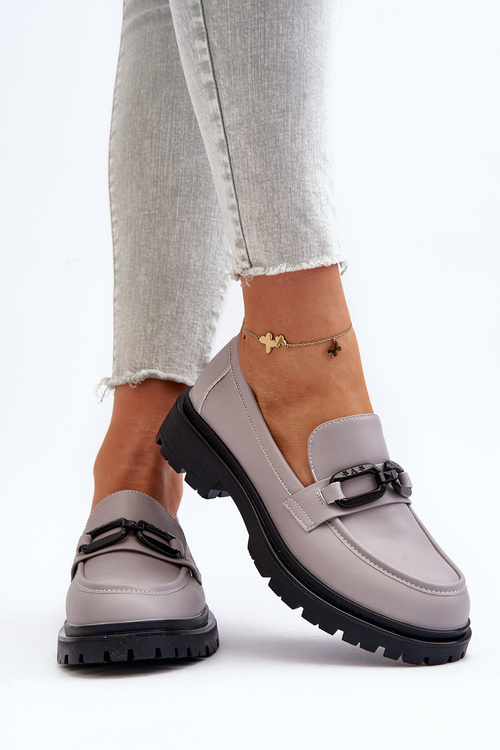 Dámské mokasíny z přírodní kůže šedé Imbleria