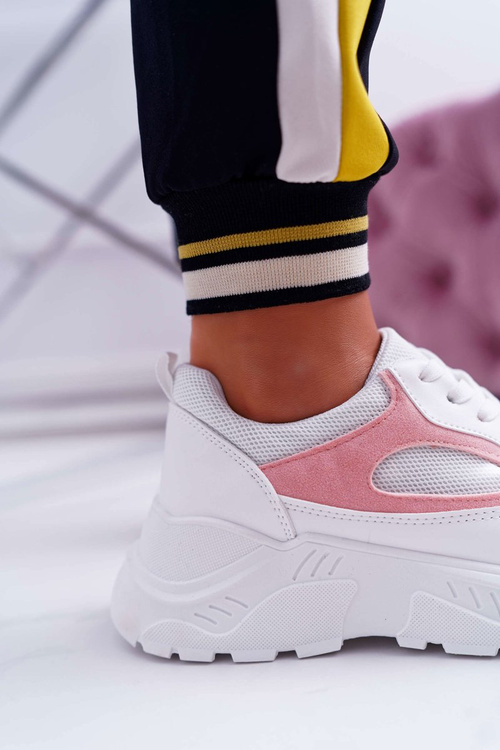 Dámske športové topánky Hrubá biela podrážna ružová vysoká hodnota