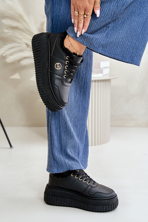 Sneakers Dámska Športová Obuv Zateplená Na Masívnej Podošve Čierne Verissha