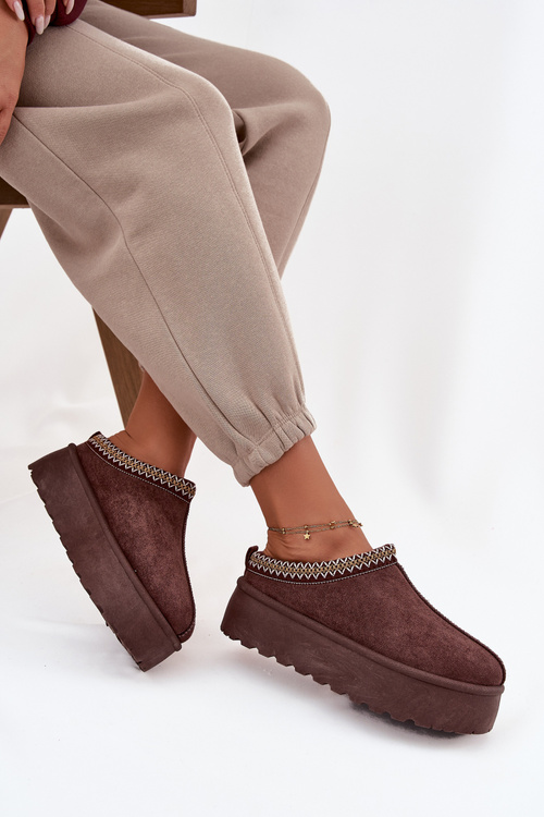 Dámské sněhule s ozdobnou výšivkou čokoládové Jenira