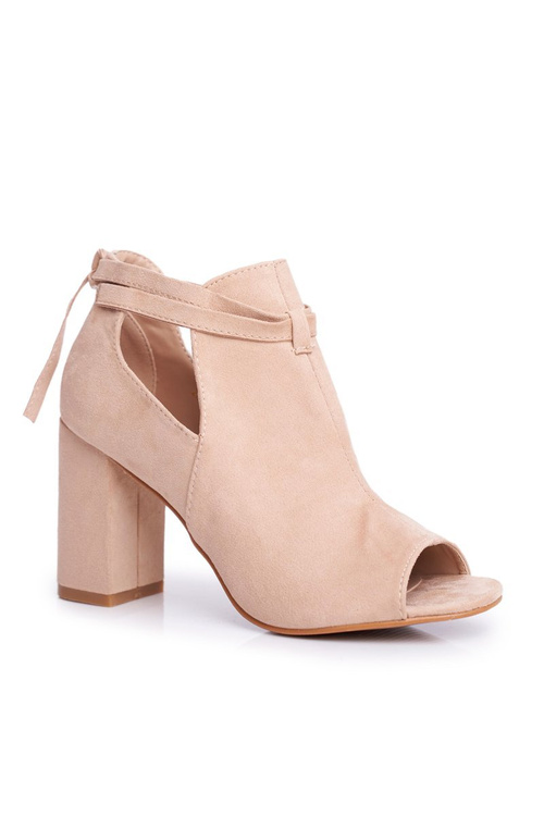 Dámské Kotníkové Boty Peep Toe Béžové Grays