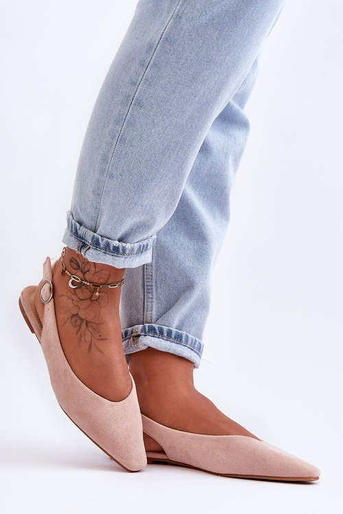 Dámské semišové baleríny růžové Kenra