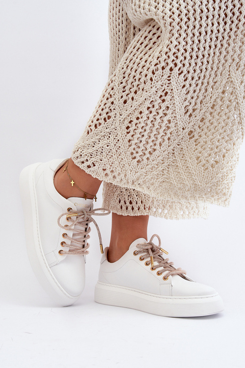 Kožené dámské sportovní boty CheBello 4362 bílé