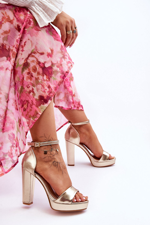 sandály na vysokém podpatku zlato Mandy