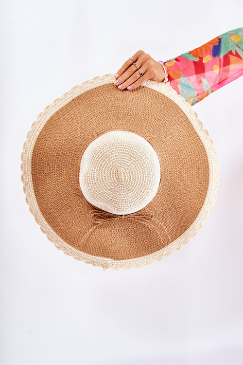 Dámská čepice s páskem béžovo-hnědá Klara