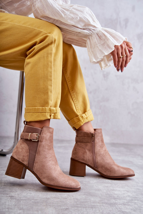 Semišové boty na sloupku Hněde Vannes