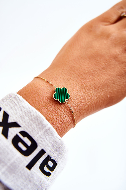 Dámský módní náramek se zeleno-černým květem zlata