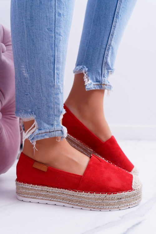 Červený sklz -in semišový espadrilles mariako