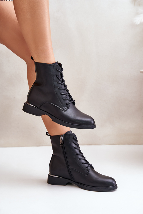 Zateplené Dámske Pracovné Topánky Z Prírodnej Kože Vinceza 66691 Čierne