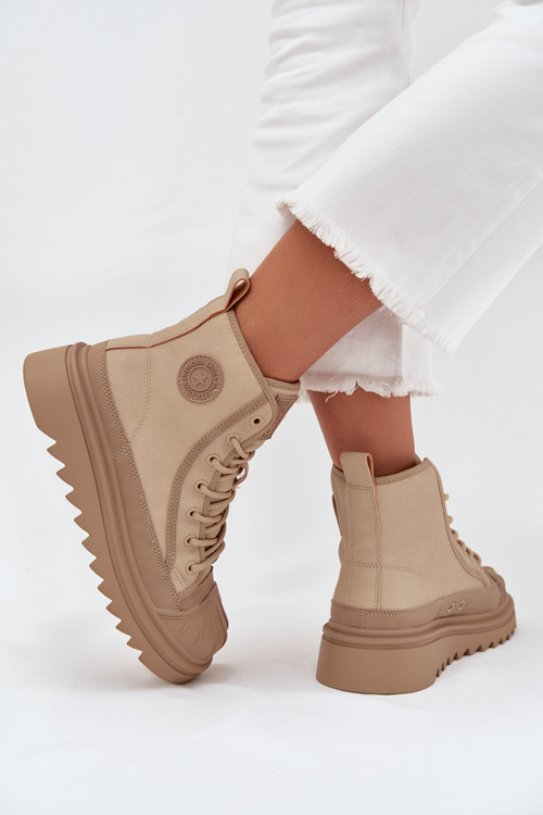 Vysoké Dámske Tenisky Zateplené Big Star OO274A356 Béžové