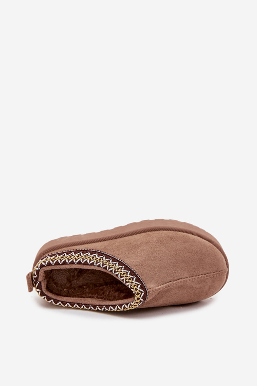 Detské zimné topánky pre mládež s výšivkou na platforme Khaki Jolisse