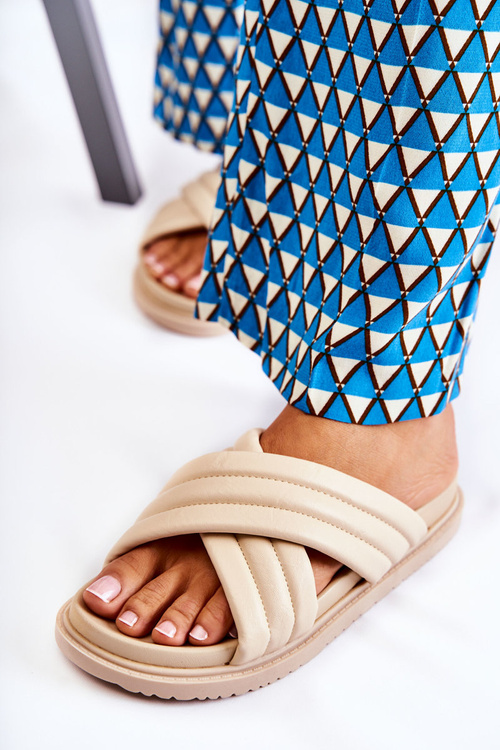 Klasické dámske kožené papuče béžové daron