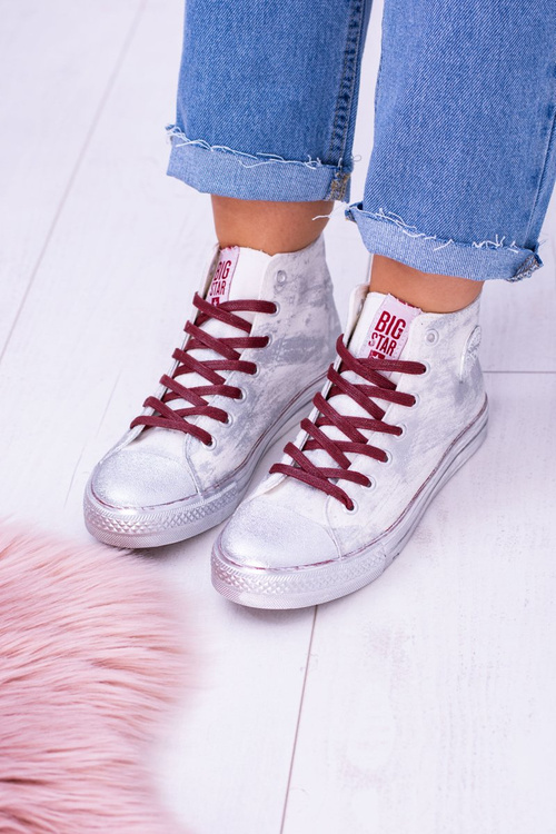 Veľká hviezda vysoké biele strieborné tenisky BB274016