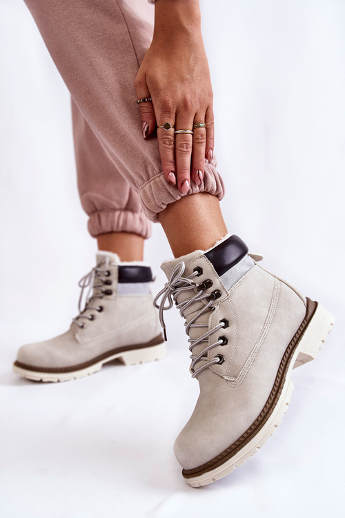 Dámské zateplené kozačky světle šedé Lonne