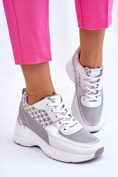 Dámske športové topánky na platforme biele a sivé Ferrina