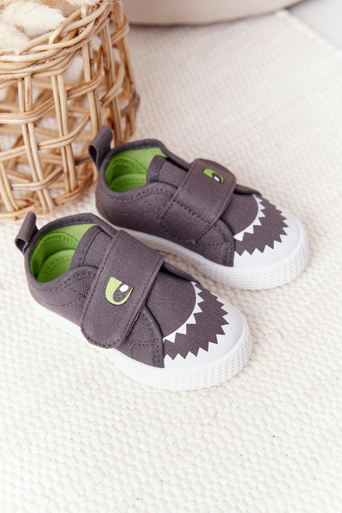 Dětské Tenisky Se Suchým Zipem Se žralokem Šedé