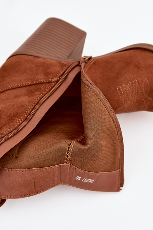 Dámské kožené kotníkové boty na jehlovém podpatku Camel Jessa