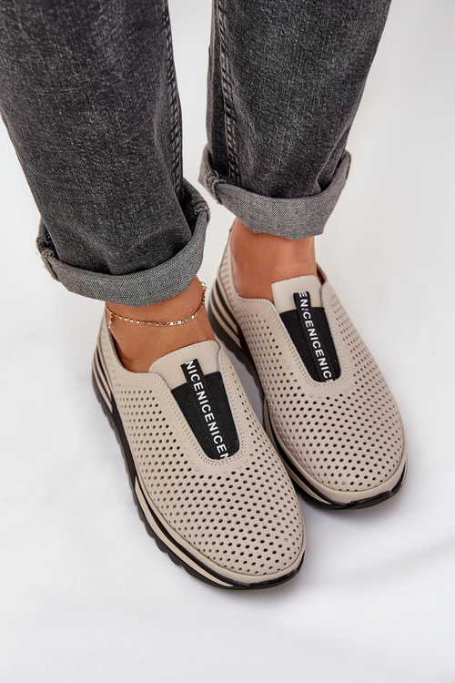 Dámské polobotky z přírodní kůže S.Barski LR51-672 Béžové