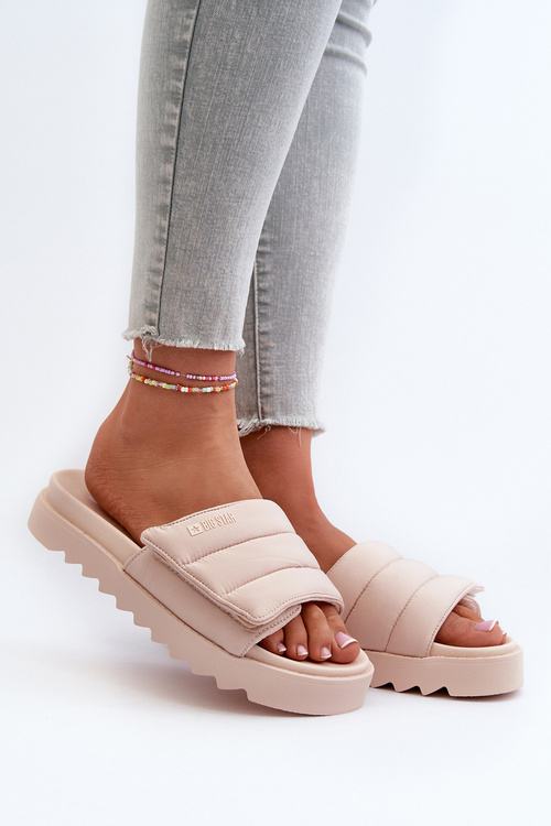 Dámske Žabky Na Platforme Big Star NN274773 Bežové