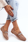 Dámske svetlo -Brown ralrika Moccasins so zirkónmi