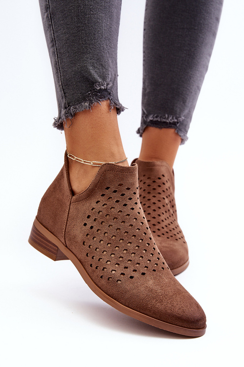 Dámské semišové kozačky na zip Béžová Belliano