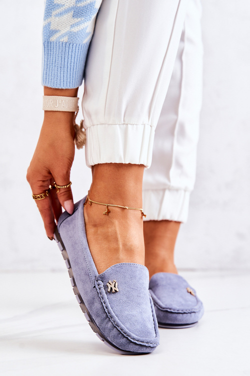 Ženské semišové madaryn modré moklaníky