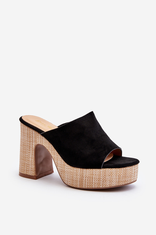 Dámske sandále na podpätku Čierne Siobhan