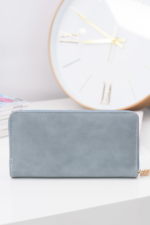 Blue Big Women's Wallet Keychain Golden Heart