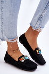 Ženské semišové mokasíny s čiernymi kryštálmi Lucille