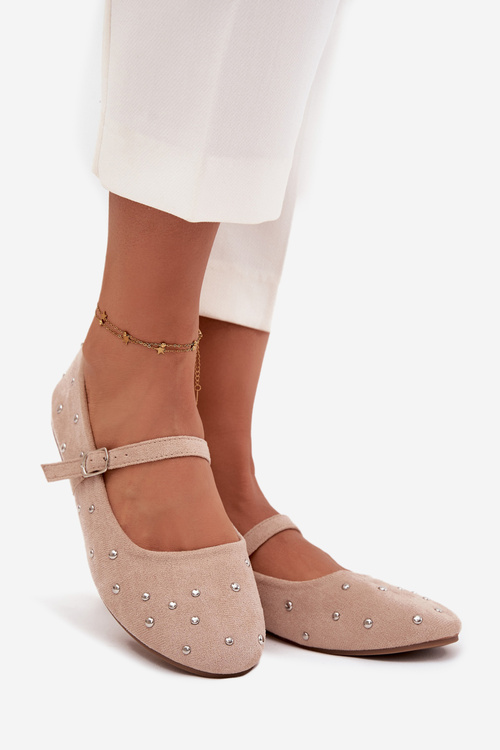 Zdobené dámské baleríny s páskem růžové Olivisse