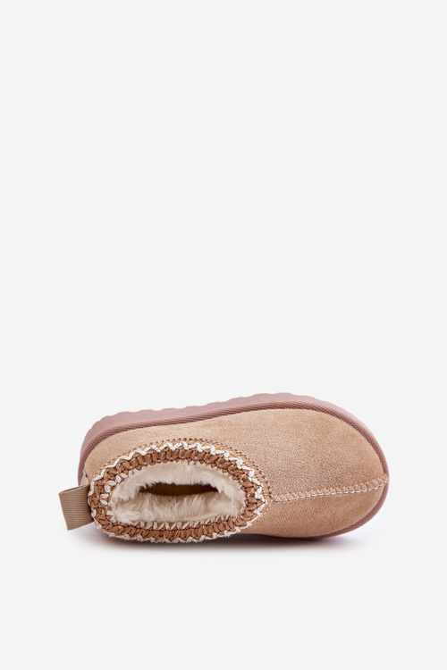 Snehové Čižmy Detské Kotníkové Na Platforme Zateplené Kožúškom Béžové Vilabria